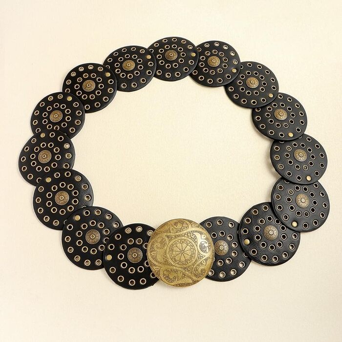 Жіночий шкіряний пояс LIMHOO з вирізами, бохо стиль, чорний, 135 см