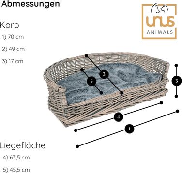 Кіжувалка для собак та котів UNU з лози та ротангу, сіра, 61 x 44,5 x 15,5 см (M)