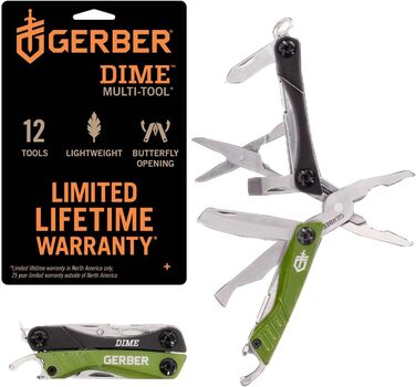 Мультитул Gerber Dime 12 в 1, кишеньковий, чорний, 1014030 (зелений, EU)
