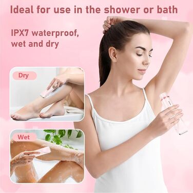 Електричний жіночий епілятор 2-в-1, водонепроникний, для обличчя, тіла, ніг, бікіні (рожевий)