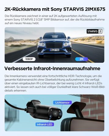 Відеореєстратор VIOFO A229 Plus 2K+2K+1080P, 3 камери, STARVIS, HDR, GPS, Wi-Fi 5GHz, нічна зйомка 2.0, голосове управління