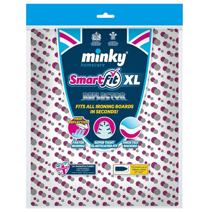 Чохол для прасувальної дошки Minky Smartfit, універсальний розмір, 145 x 54 см, з відбивачем Supersize