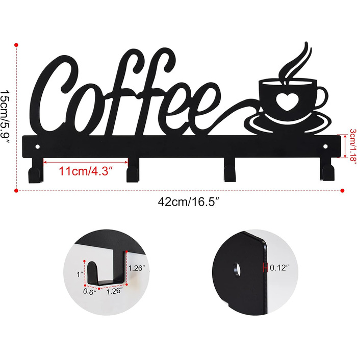 CUKE2BEET Wall-Mounted Coffee Cup Holder – Cup Organizer for Coffee Bar, Kitchen Utensils