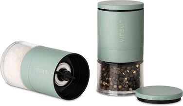 Набір з 2 мельниць для солі та перцю Vinsun - ручні, з регульованим керамічним жорном, нержавіюча сталь, ø51x100mm