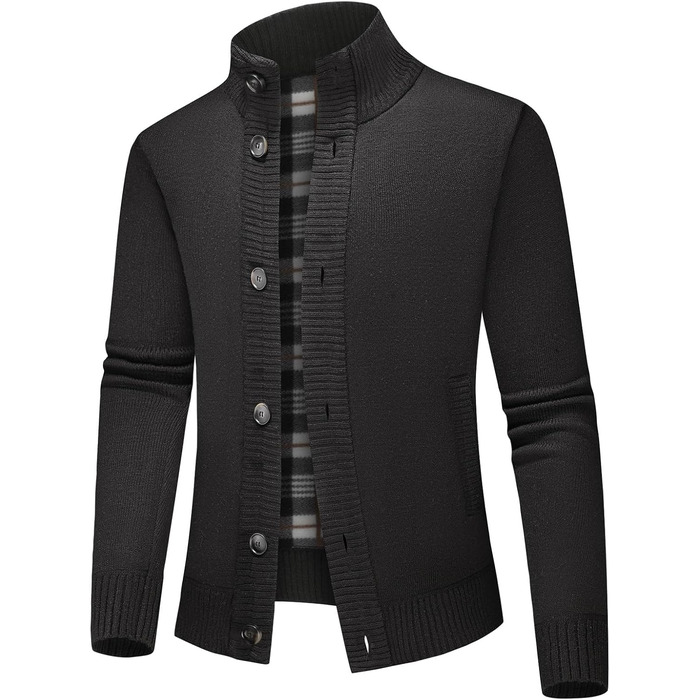 Чоловіча тепла куртка-трак з кишенями, однорядна, осінньо-зимова модель (Чорний, S)