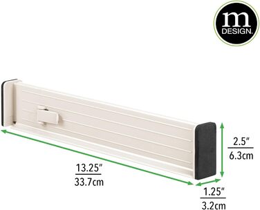 mDesign Adjustable Drawer Organizer – Practical Drawer Dividers for Cabinets and Dressers – Flexible Plastic Compartmentalizer – 8-Piece Set – Smoke Gray and Black (Cream Color)