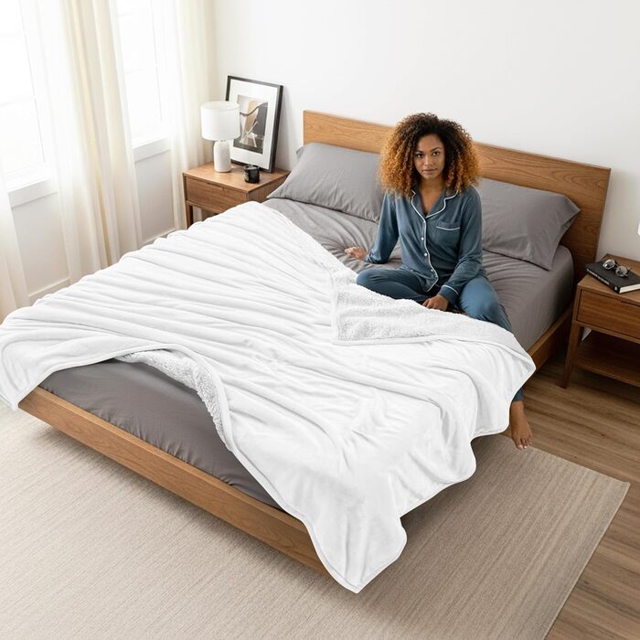 Плед Utopia Bedding з штучного хутра Sherpa, 200x150 см: теплий, м'який, для ліжка, дивана, кемпінгу та подорожей