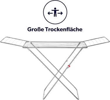 КADAX Сушарка для білизни з 18 метрами сушильної поверхні, срібна, для квартири, балкону та саду, розкладна, з антиковзними ніжками, економна, сушарка Made in EU