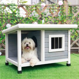 Будинок для собак Petsfit з балконом та терасою, вулиця, 85x62x52 см, сірий
