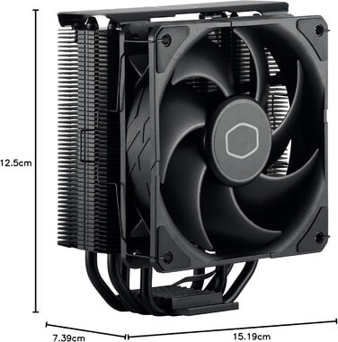 Cooler Master Hyper 212 Black - кулер для CPU з RGB підсвічуванням, LGA1700 & AM5, чорний, з 4 heatpipes