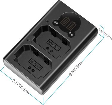 Зарядний пристрій NEEWER з двома USB роз'ємами, сумісний з акумуляторами Sony NP-FZ100 та камерами Sony ZV-E1, FX3, FX30, A1, A9 II, A7R V, A7S III, A7 IV, A6600, A7C. LCD дисплей, універсальні можливості заряджання DL-FZ100