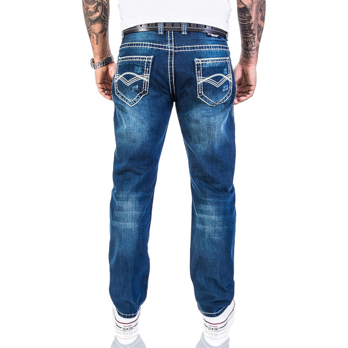 Чоловічі джинси Rock Creek RC-2056 вінтажно-сині з товстими швами, 40W/30L