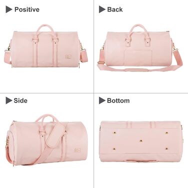 Seyfocnia Convertible Garment Bag for Women, Leather Garment Bags for Travel with Shoe Bag, 2-in-1 Hanging Travel Bags (Pink)