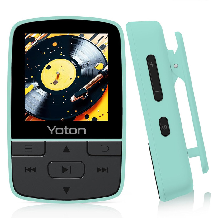 MP3-плеєр YOTON з Bluetooth 5.2, Hi-Fi звук, FM-радіо, диктофон, регулятор гучності, навушники, підтримка SD до 128 ГБ (М'ятний)