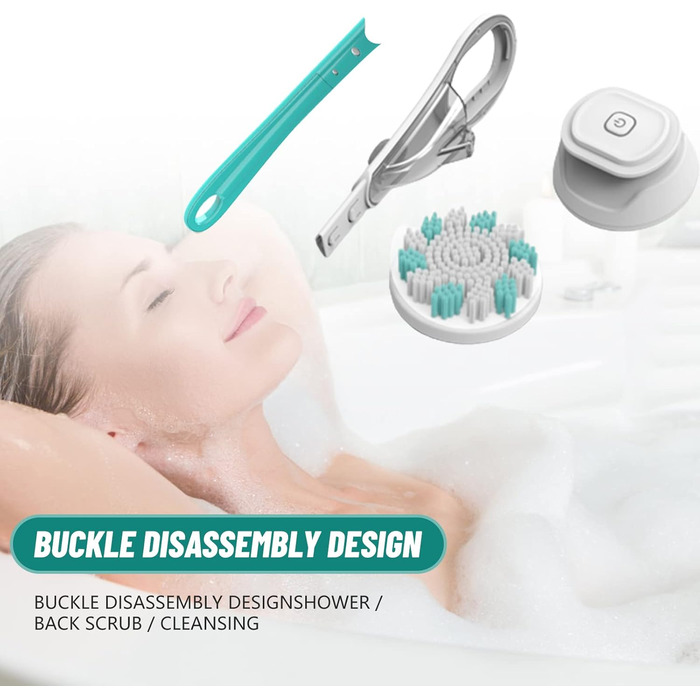 6-in-1 Electric Back Brush, Shower Brush with 6 Multifunctional Cleaning Heads, Body Brush 360° Rotation, IPX7 Waterproof 3 Speed Spin Cleaning Brush for Men Women