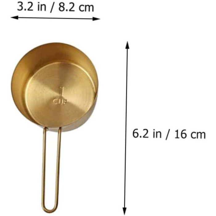 DECHOUS 2-Piece Measuring Spoon and Measuring Cup Set in Stainless Steel for Moving In, Christmas Gift, Mixing, Measuring, Measuring Cup Holder, Kitchen Accessories, Professional Measuring Cup, Stainless Steel, Golden
