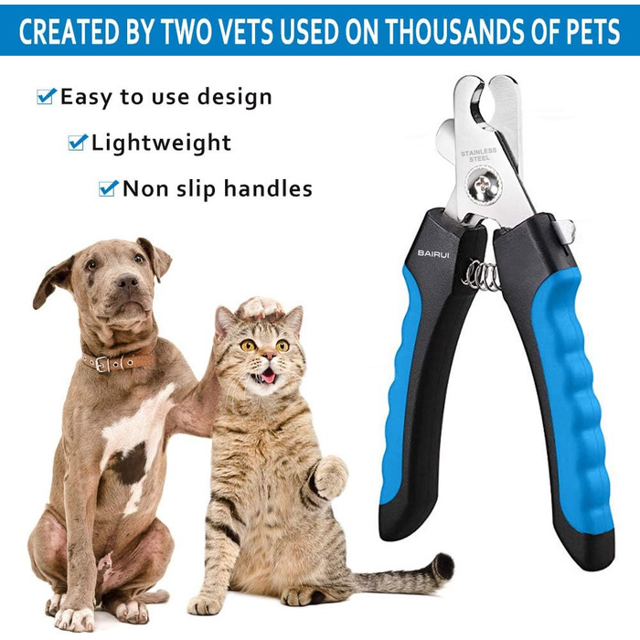 Професійний кусачко-напильник для собак та котів, блакитний. Кусачки для собак, великих порід. Безпечна обрізка кігтів.