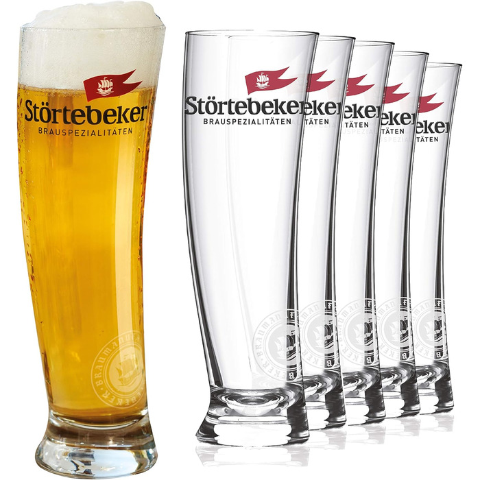 Störtebeker Wheat Beer Glasses 0.5 l - 6 Wheat Beer Glasses in the Sydney Sailing Glass Design - Weissbier Glasses 0.5l - Störtebeker Glasses as a great beer gift