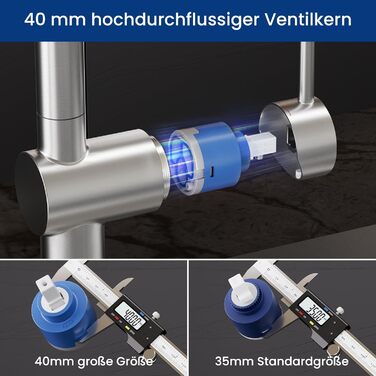 Змішувач для кухні CECIPA X203B чорного кольору з висувною лійкою, поворотний на 360°, з двома режимами струменя, нержавіюча сталь