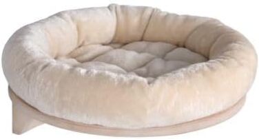 Крісло-лежанка для котів Dahlia - Кругле ліжко з м'яким бортиком та кріпленням на липучці | Крізь-стіна для котів | Діаметр 48 см (Крем)