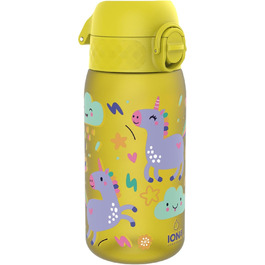 ion8 Insulated Stainless Steel Drinking Bottle 320 ml Leak-Proof One-Handed Opening Secure Locking Dishwasher-Safe Flip-Top Lid Carrying Handle Easy to Clean, Durable, Unicorn (Evo, Recyclon, Yellow)