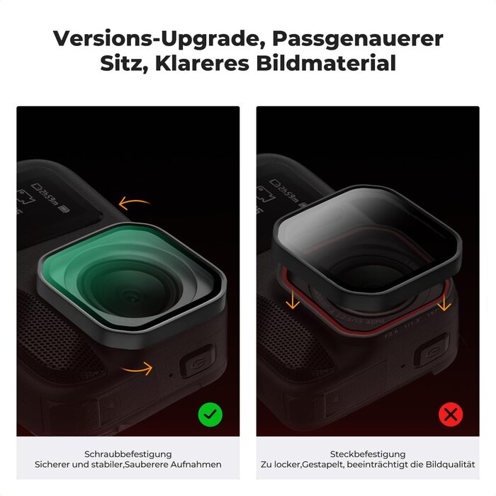 Набір ND/PL фільтрів K&F Concept для Insta360 Ace Pro 2: нейтральні та поляризаційні фільтри для екшн-камер, оптика HD, багатошарове покриття