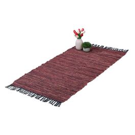 Relaxdays Leather & Cotton Patchwork Rug