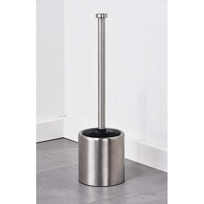 Набір для туалету Bambelaa: щітка для унітазу, гачок, контейнер з нержавіючої сталі, скло, чорний, срібний (10 x 36,5 см)