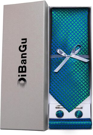 Мужской галстук DiBanGu из шелка с нагрудником и запонками, набор для свадьбы, формальный стиль, цвет: сине-зеленый