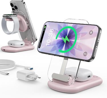 Зарядний пристрій MagSafe 3-в-1 для iPhone та Apple Watch/AirPods (Рожевий)