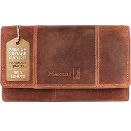 Mercano® Premium Vintage Women's Wallet Leather (Genuine Leather) Large with RFID Protection | Ladies' Purse Leather incl. Gift Box with Card Slots and Coin Pocket