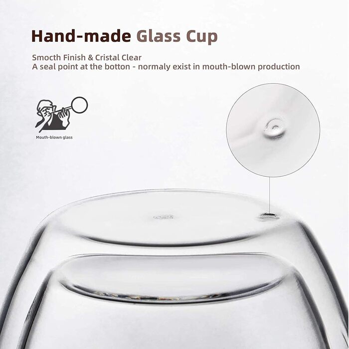 2 скляні термочашки для кави та лате макіато, 2 шт. (700 мл)