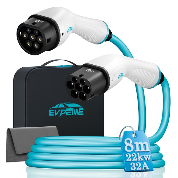 Кабель для зарядки електромобілів 22kW 32A Typ 2 (8м) | IP55 | для електромобілів та гібридів