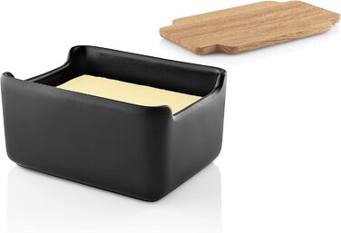 EVA SOLO | Nordic Kitchen Butterdose | Black with Oak Lid | For standard butter packages | Stylish and modern design | Danish design and functionality