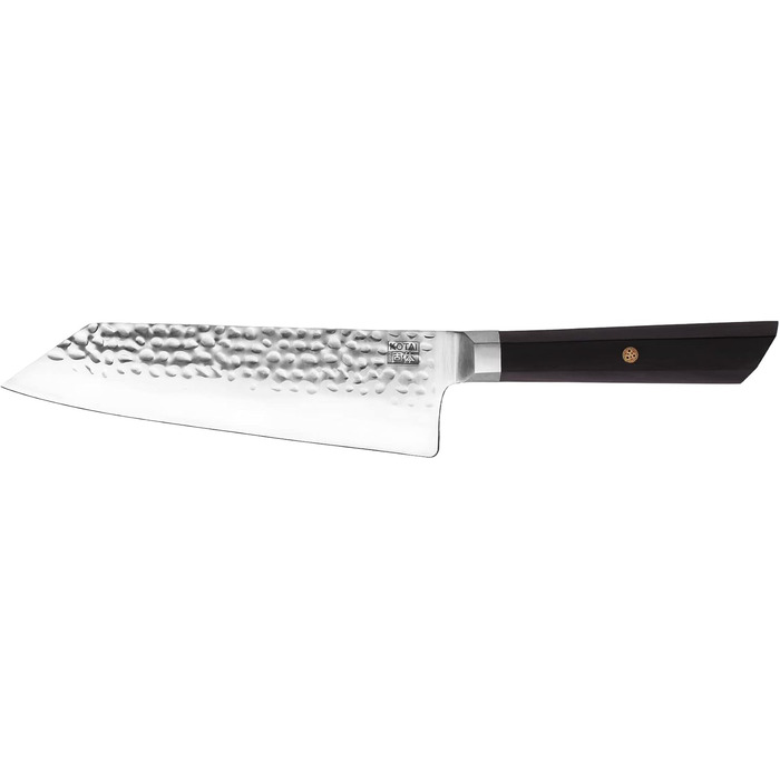 Японський кухонний ніж Santoku Bunka KOTAI 17 см з лезом із ультрагострої сталі 440C, ручне кування, з бамбуковою коробкою та футляром Saya