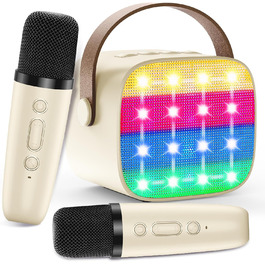 Дитяча караоке-машина з 2 мікрофонами, Bluetooth, світлові ефекти, для дітей 3-12 років