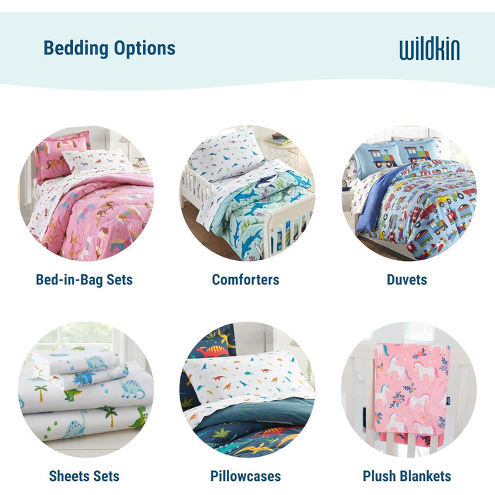 Wildkin Комплект постільної білизни для дітей Wildkin Jurassic Giants (4 предмети): ковдра, простирадло, підстилка, наволочка. Оeko-TEX Standard 100, BPA-Free