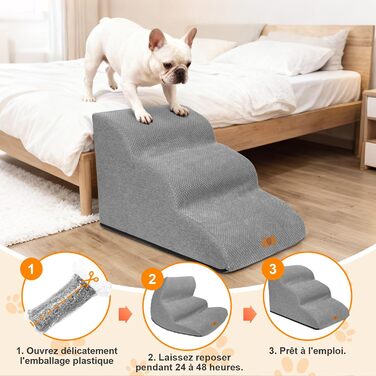 Східці для собак Masthome: 4 сходинки, знімний та пральний чохол, протиковзкі, для ліжка/софи (сірий)