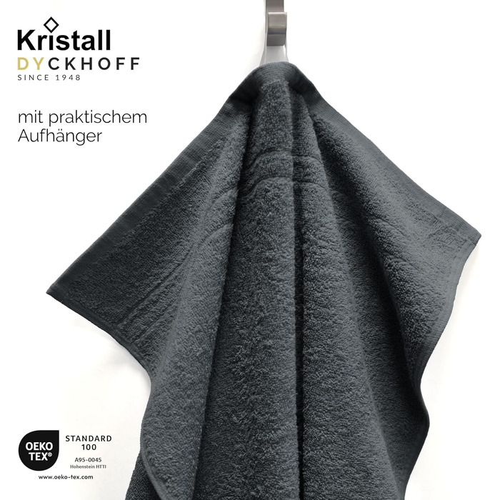 Набір рушників Dyckhoff Kristall, 10 предметів, 100% бавовна, сертифікат Oeko-TEX, антрацит (50x100см, 70x140см, 30x30см)