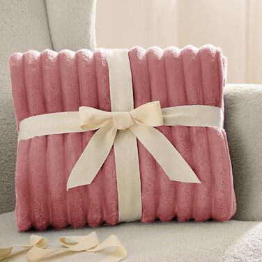 BEDSURE Плед великого розміру 220x240 см, теплий, м'який, рожевий. Плед для дивана, плед для кімнати, ковдра для відпочинку.