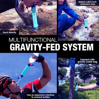 Портативний водяний фільтр SimPure Gravity 3L для кемпінгу та подорожей, з ременем і сумкою, фільтрація 0,1 мікрон, видаляє 99,9999% E.coli