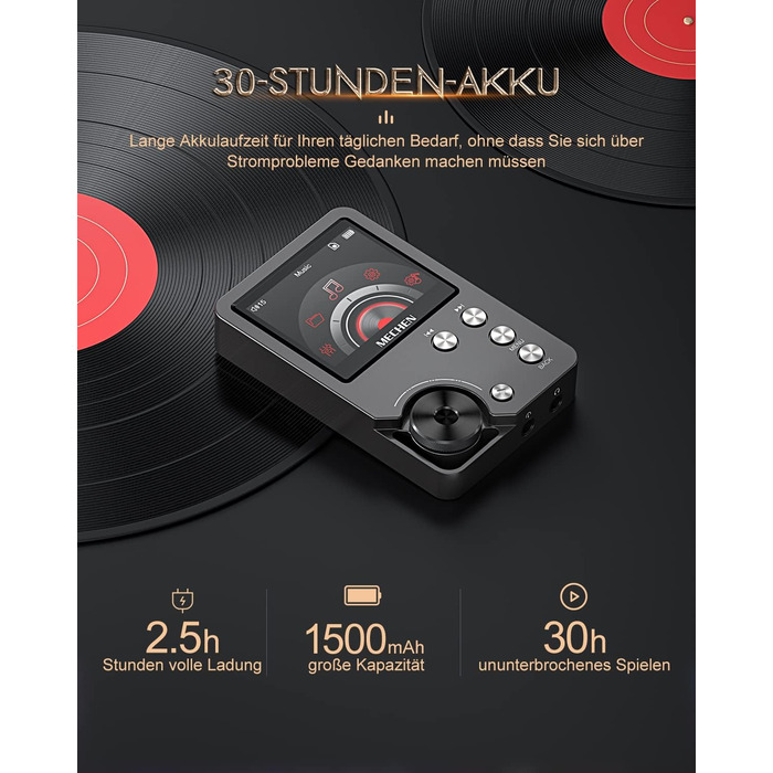 MECHEN M30 MP3 Плеєр Hi-Res з DAC, DSD FLAC, 64GB, Підтримка до 256GB (Сірий)