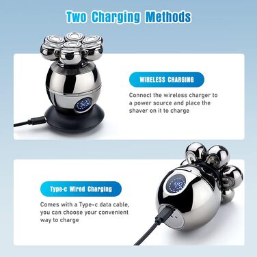 Електричний голчастий манікюр для голови CestMall 6-в-1: для чоловіків та жінок, бездротовий, плаваючий, перезаряджається, срібно-чорний