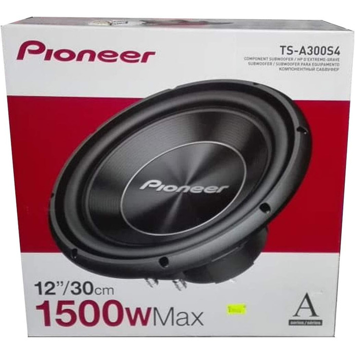 Сабвуфер Pioneer TS-A300S4 30 см 1500 Вт, 4 Ом, чорний, для корпусного монтажу, динамік із IMPP мембраною, потужний бас, автоакустика