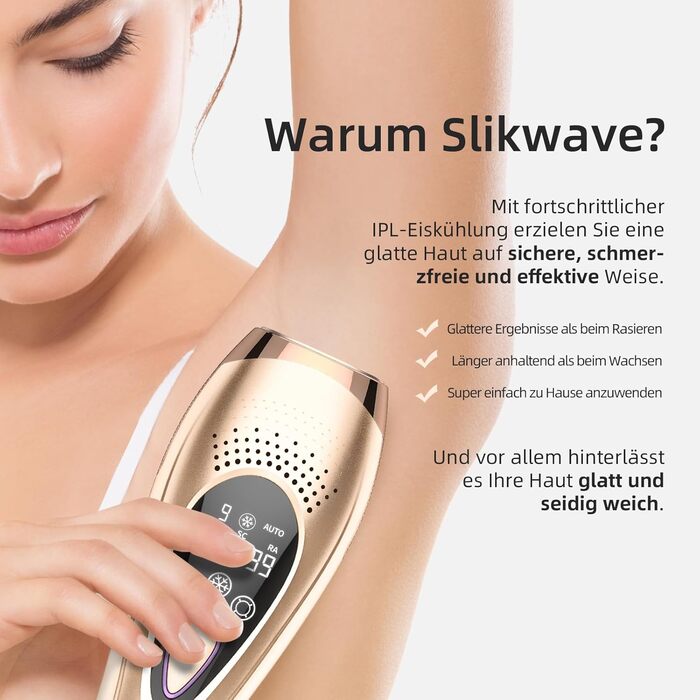 Пристрій для епіляції IPL з охолодженням 6°C, безболісна епіляція для тіла та обличчя, 999 900 імпульсів, 9 рівнів потужності, для тіла, обличчя, зони бікіні
