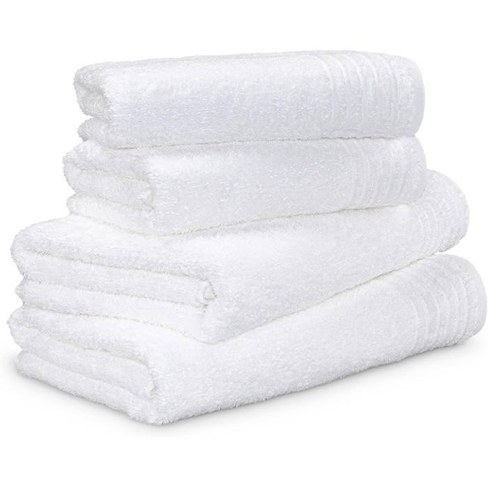 Möve Classic 4-Piece Towel Set - 2X 50x100cm + 2X 67x140cm, 100% Cotton, Snow