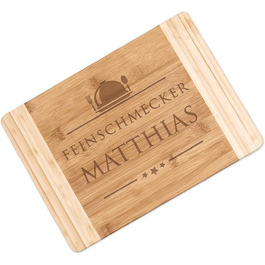 Maverton Bamboo Cutting Board with Engraving - Serving Board - Charcuterie Board Solid Wood - Size: 35x25 cm - Cutting Board for Men - Christmas Gifts - for Birthdays - for Christmas - Foodie