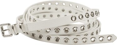 Жіночий пояс-скрутка з декоративними пірсингом та срібною застібкою, ширина 1,5 см (білий)