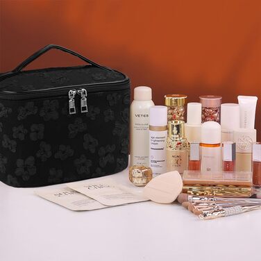 Косметичка для дівчаток та жінок, органайзер для макіяжу, чорна косметичка з відділенням для пензлів - подарунок