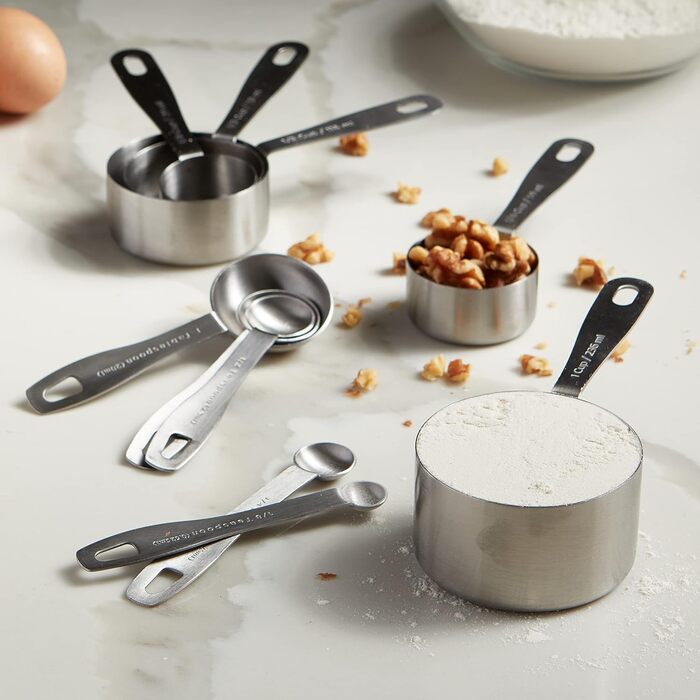 Stainless Steel Measuring Cups – 5-Piece Durable Measuring Cup Set for Dry Ingredients, Spices, or Liquids